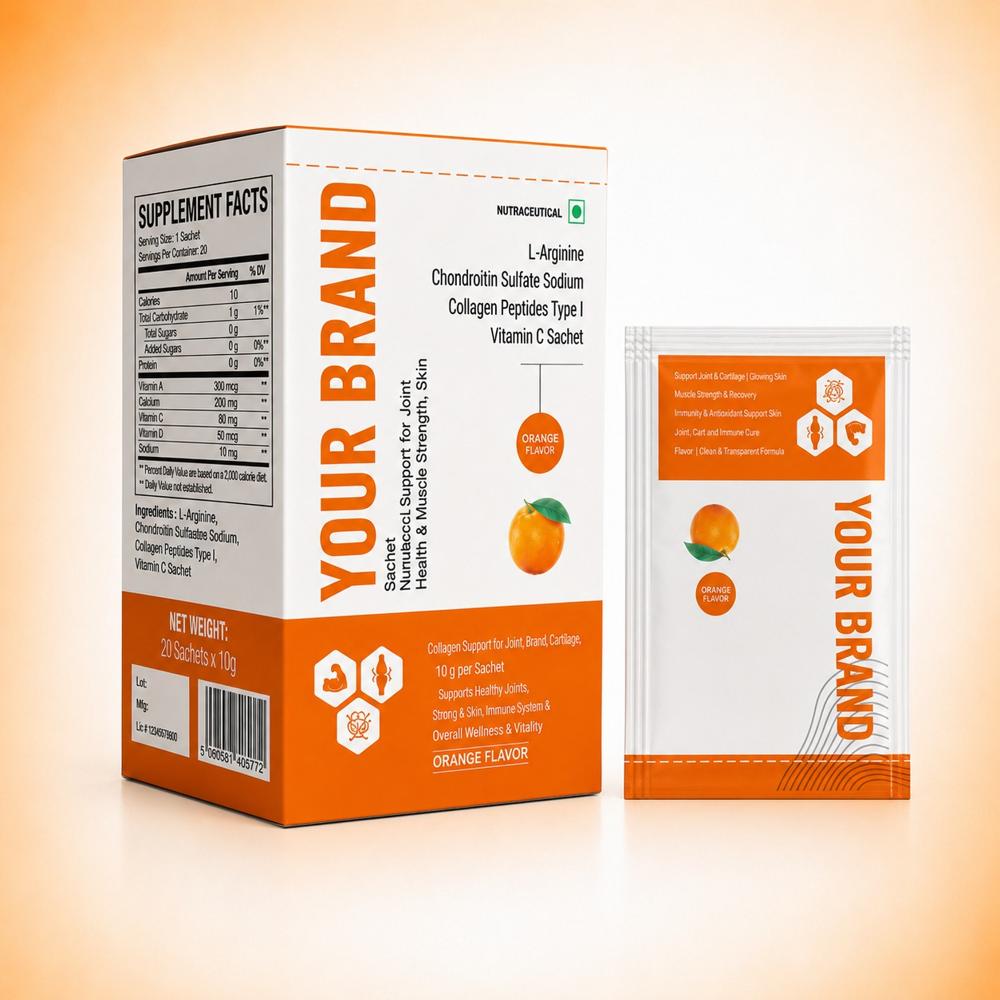 L-Arginine Chondroitin Sulfate Sodium Collagen Peptides I, Vitamin C Sachets