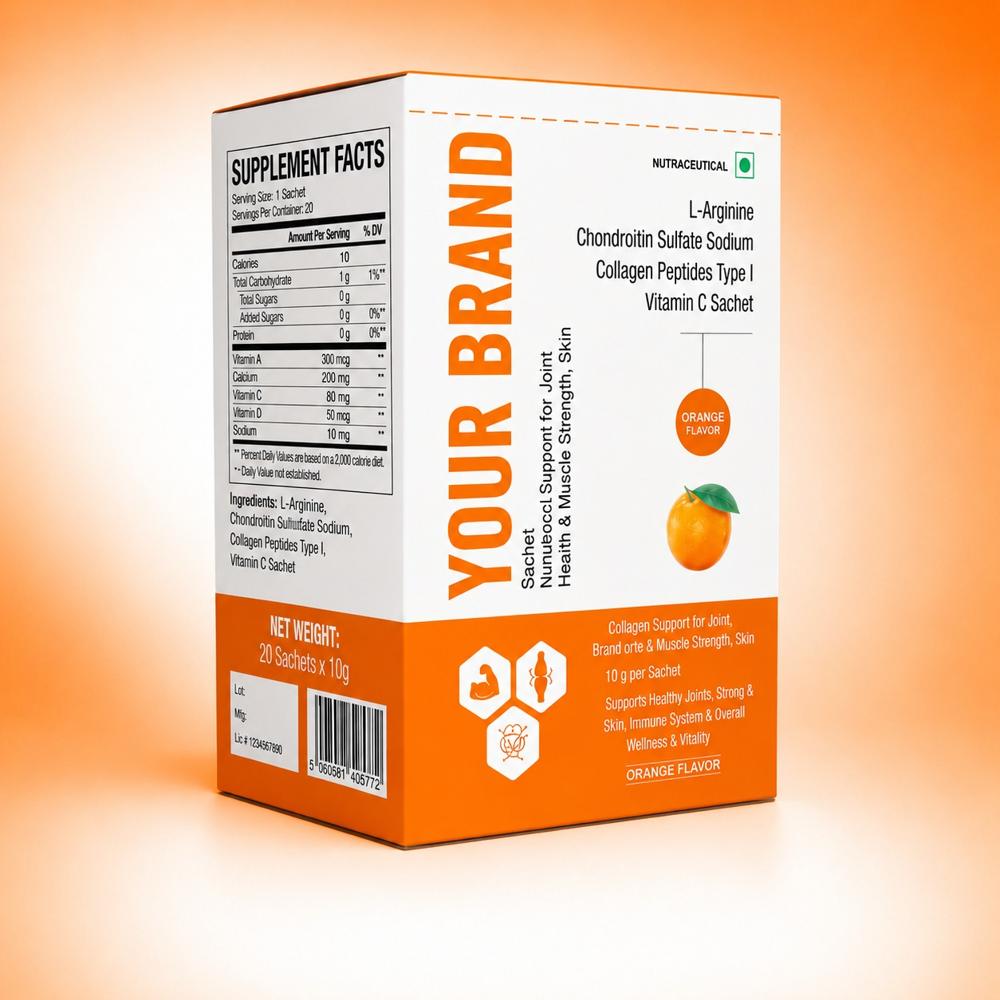 L-Arginine Chondroitin Sulfate Sodium Collagen Peptides I, Vitamin C Sachets