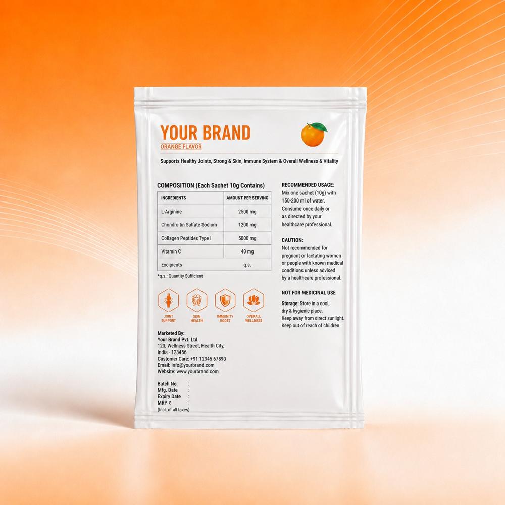 L-Arginine Chondroitin Sulfate Sodium Collagen Peptides I, Vitamin C Sachets