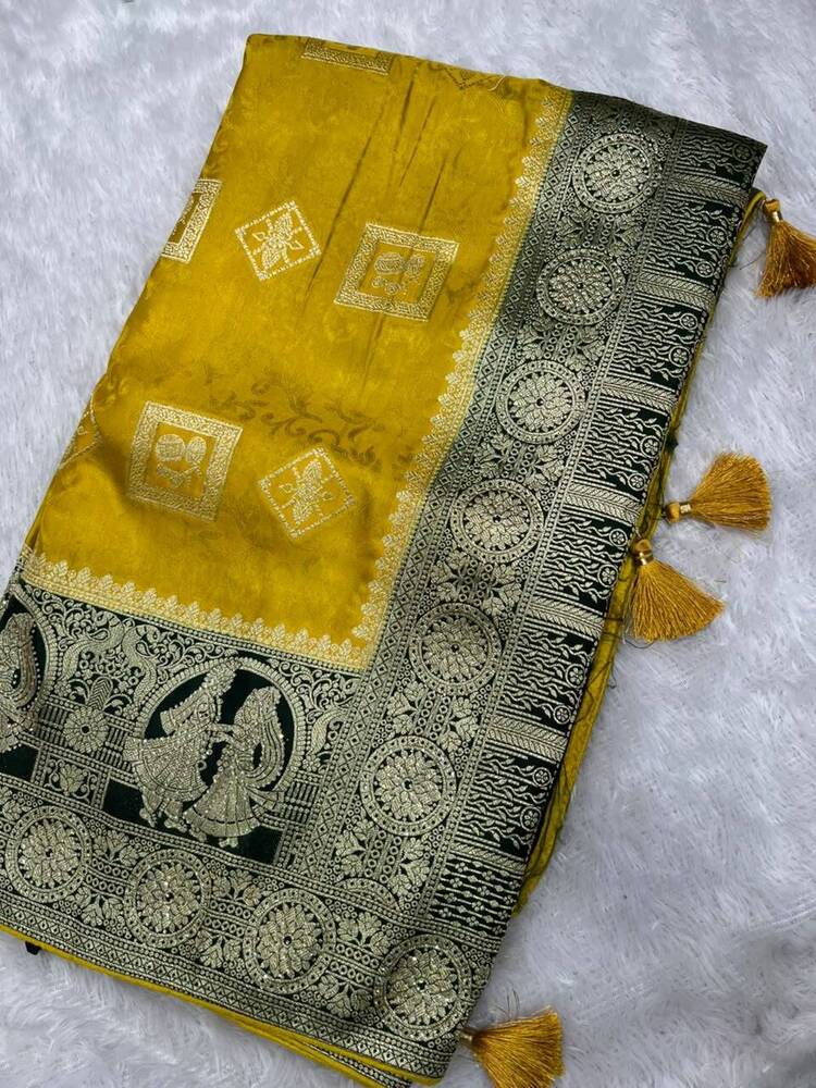 Da-4680 Viscose Satin Saree With Zarkhan And Embroidery Stitch Blouse