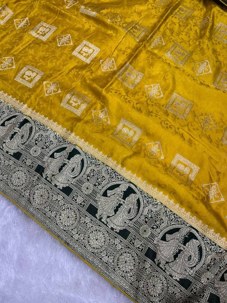 Da-4680 Viscose Satin Saree With Zarkhan And Embroidery Stitch Blouse