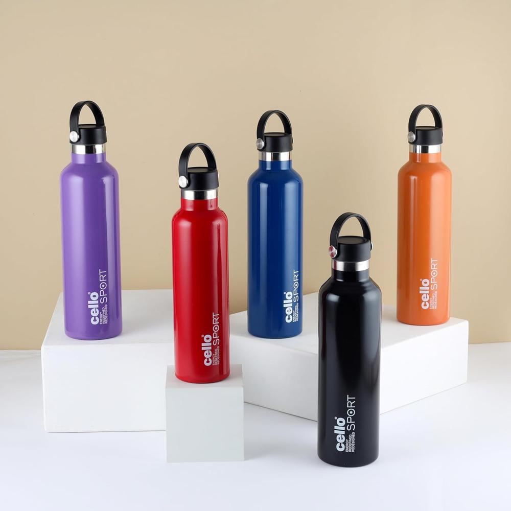 Cello Aqua Bliss Thermosteel Insulated Water Bottle, 1100ml, Purple | 24 Hours Hot & Cold Flask | Leak Proof | Office Bottle | Sports | Home | Kitchen | Hiking | Treking |Travel