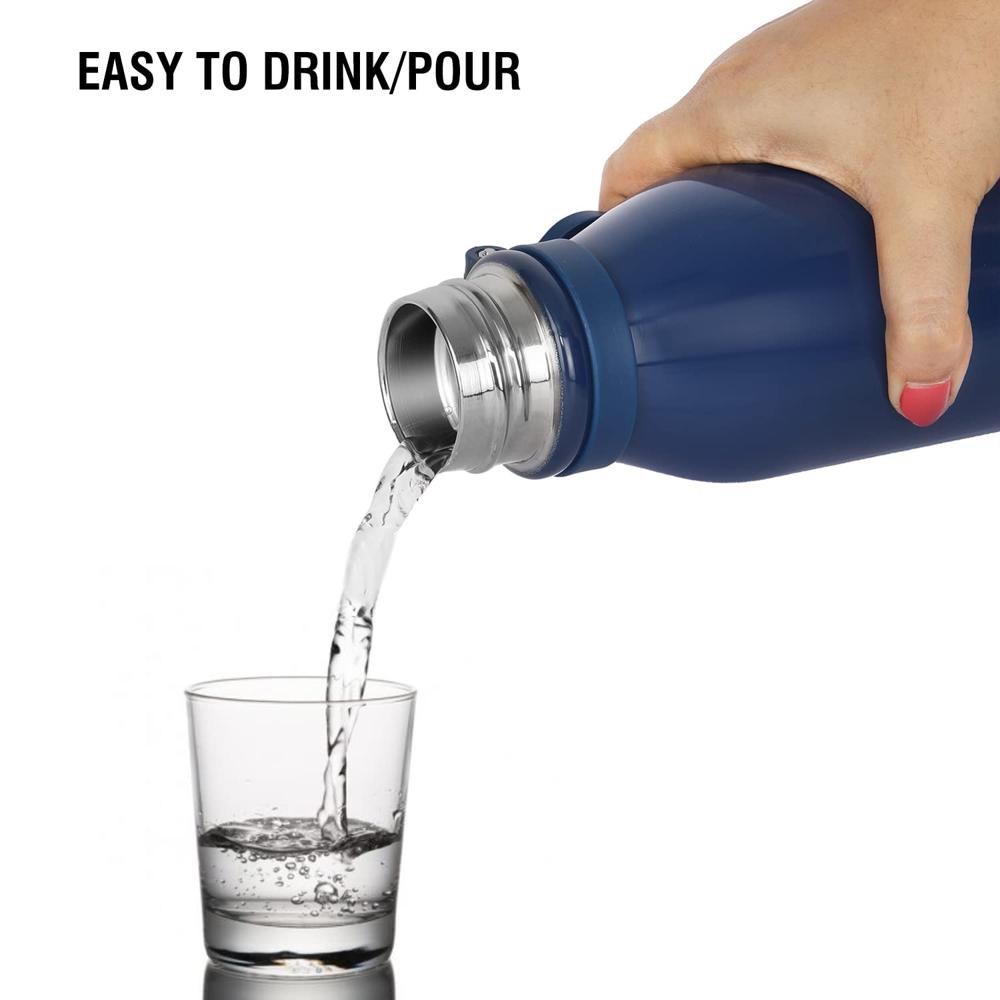 Cello Bentley Vacuum Insulated Thermosteel Water Bottle 600ml, Blue | 24 Hrs Hot & Cold, Leak Proof Lid, ISI Certified | Double Walled Vacuum Insulated Flask Bottle for Office, Gym, School & Travel