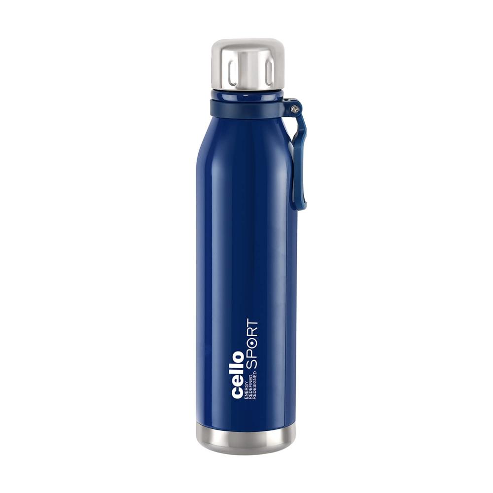 Cello Bentley Vacuum Insulated Thermosteel Water Bottle 600ml, Blue | 24 Hrs Hot & Cold, Leak Proof Lid, ISI Certified | Double Walled Vacuum Insulated Flask Bottle for Office, Gym, School & Travel