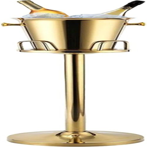 Luxury Freestanding Brushed Brass And Ice Bucket Cooler With Pedestal Floor Stand