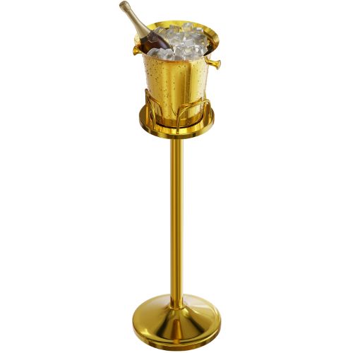 Luxury Freestanding Brushed Brass and Ice Bucket Cooler with Pedestal Floor Stand
