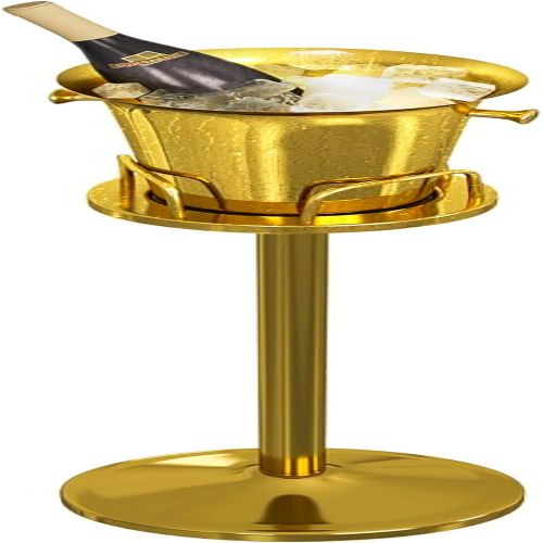 Luxury Freestanding Brushed Brass and Ice Bucket Cooler with Pedestal Floor Stand