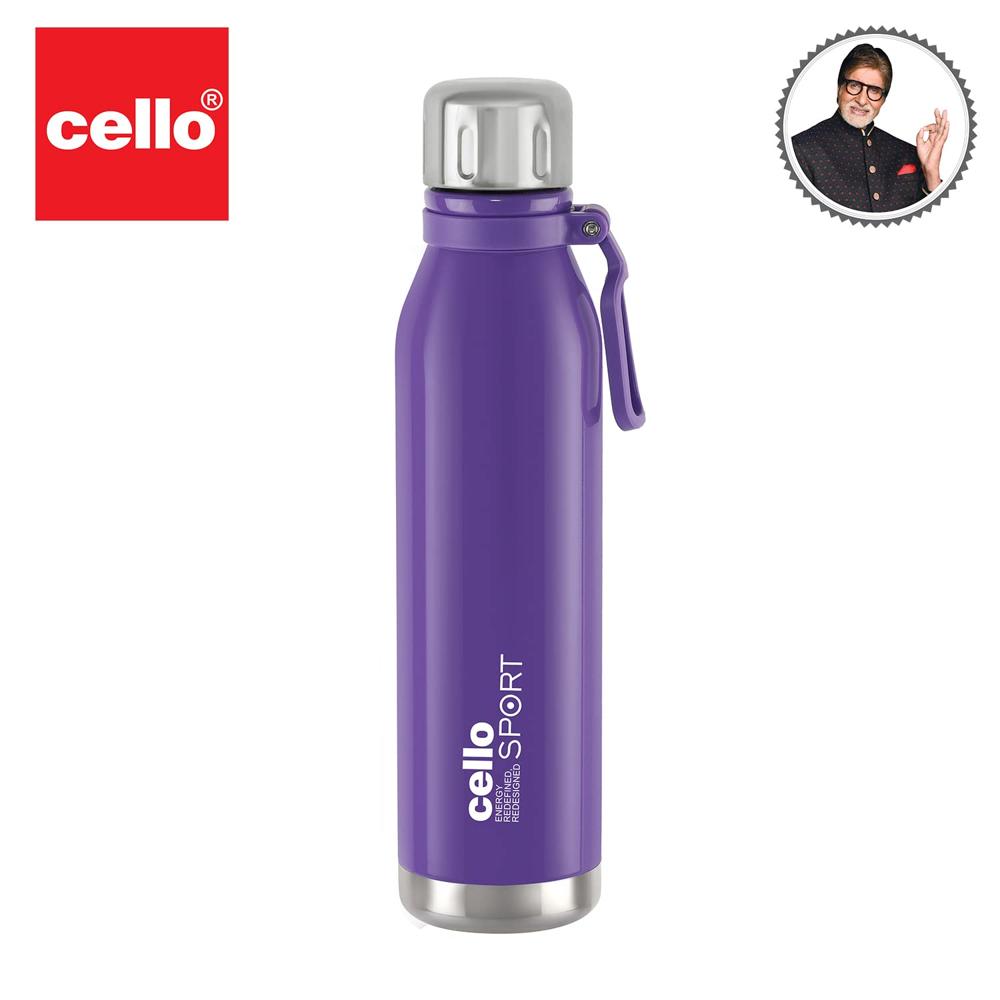 Cello Bentley Stainless Steel Flask, 800ml, Purple | 24 Hours Hot and Cold Thermoflask | Leak Proof & Screw Top Lid | Ideal for Office, Gym, Home, Kitchen, Hiking, Trekking, Travel Bottle