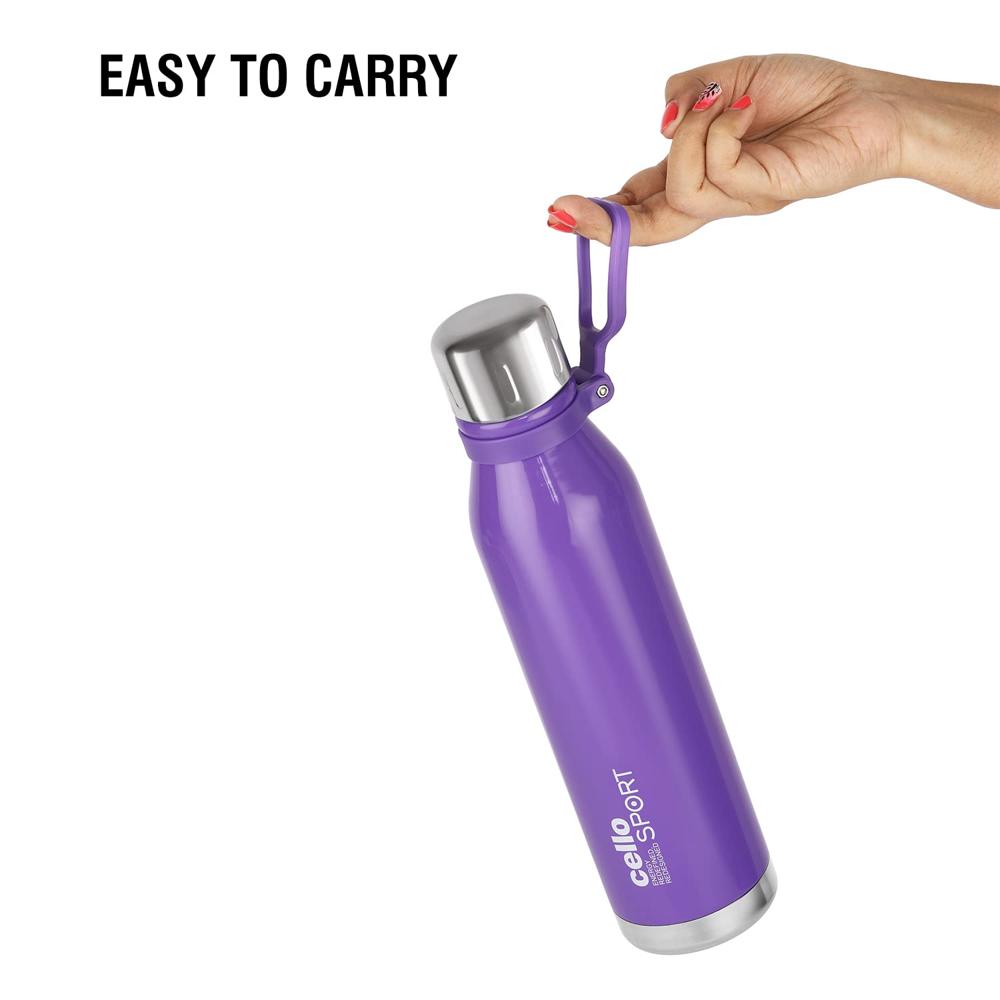 Cello Bentley Stainless Steel Flask, 800ml, Purple | 24 Hours Hot and Cold Thermoflask | Leak Proof & Screw Top Lid | Ideal for Office, Gym, Home, Kitchen, Hiking, Trekking, Travel Bottle