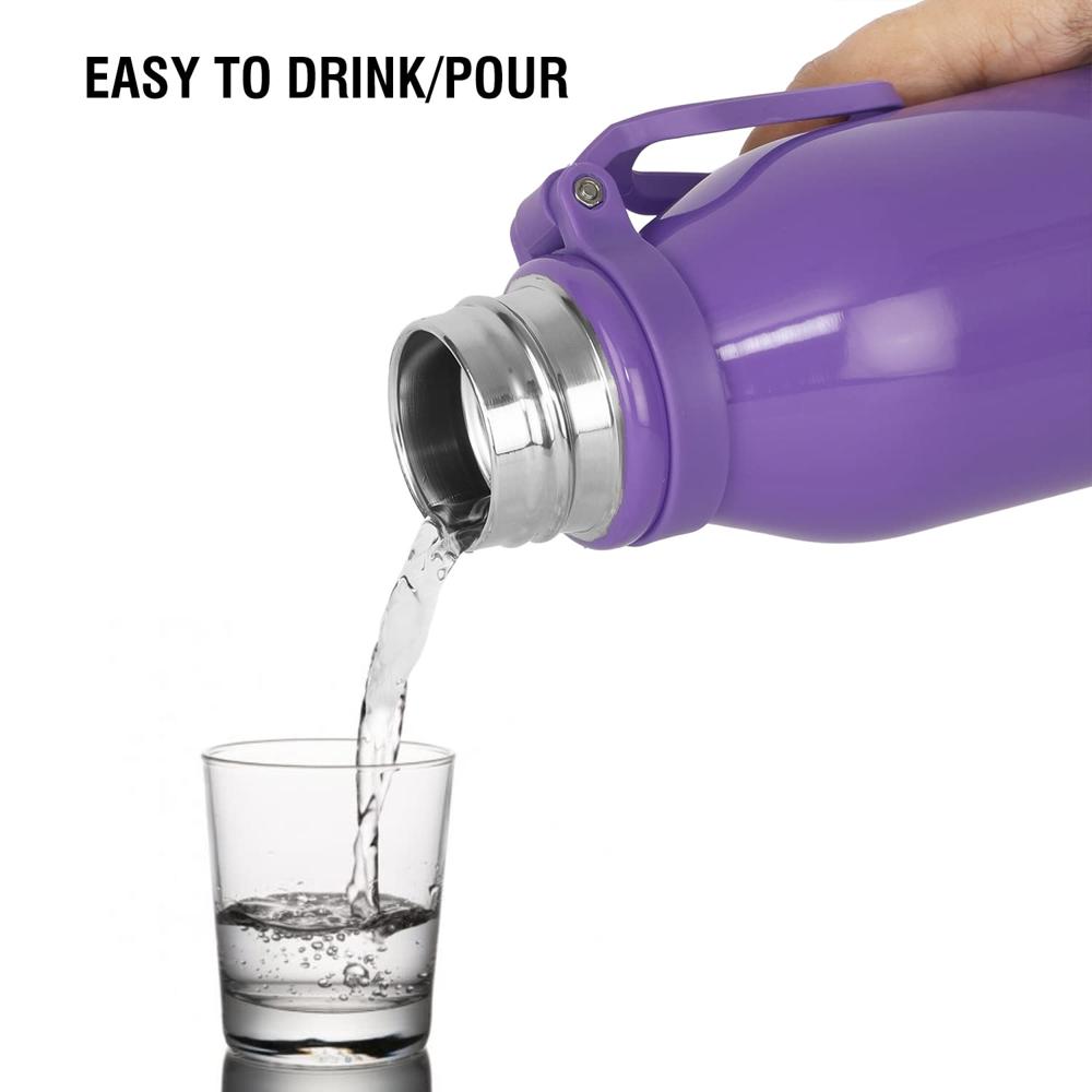 Cello Bentley Stainless Steel Flask, 800ml, Purple | 24 Hours Hot and Cold Thermoflask | Leak Proof & Screw Top Lid | Ideal for Office, Gym, Home, Kitchen, Hiking, Trekking, Travel Bottle