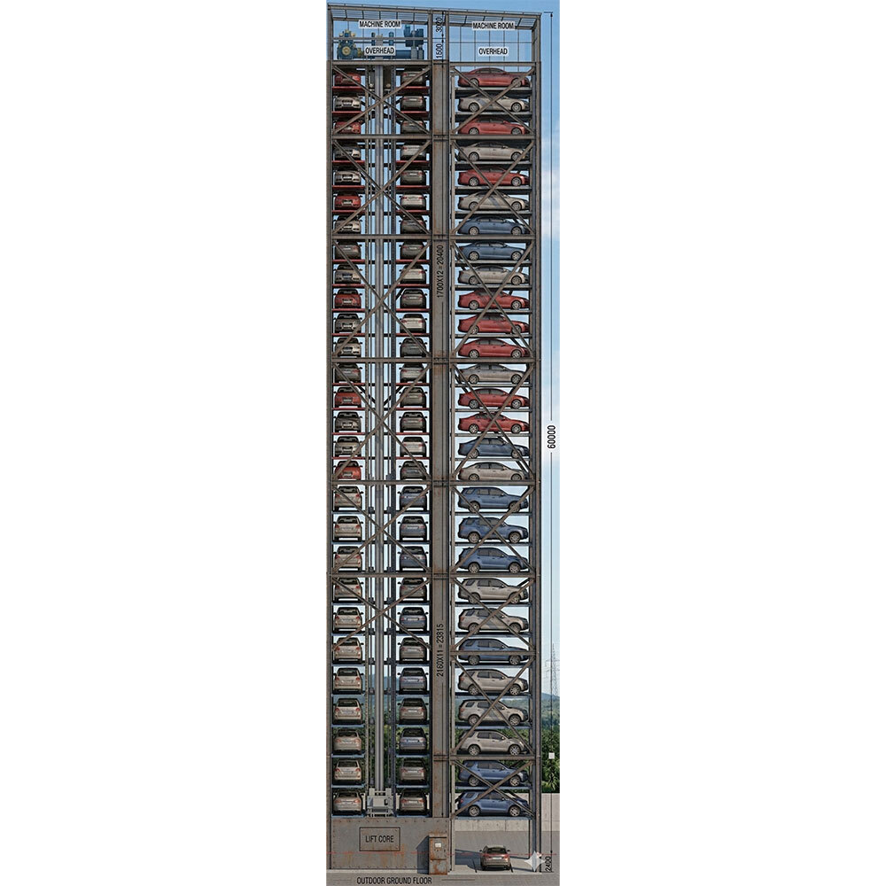 Outdoor Tower Car Parking Systems (Steel struc