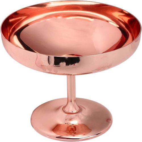 Handcrafted Pure Copper Mirror-Finish Margarita Coupe Glass with Elegant Polished Brass Stem and Base