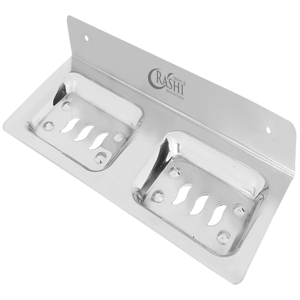 Double Soap Dish Sqaua - Color: Silver