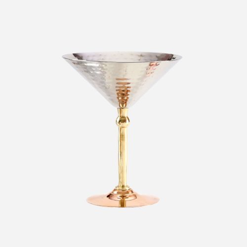 tri-tone handcrafted hammered mixed-metal martini glass