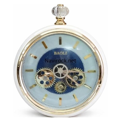 Premium Vintage Dual Side Design Table Clock | Gold & White Analog Desk Clock | Elegant Plastic Finish | Modern Home & Office Decor 16 Inches