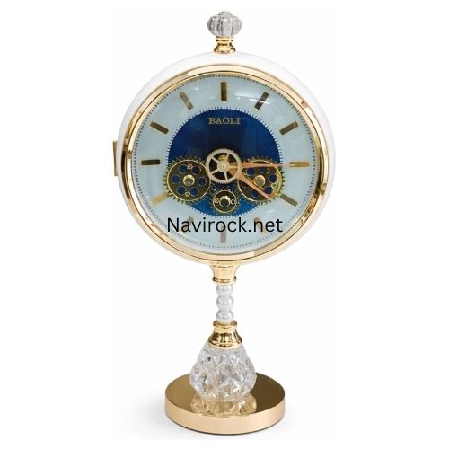 Premium Vintage Dual Side Design Table Clock | Gold & White Analog Desk Clock | Elegant Plastic Finish | Modern Home & Office Decor 16 Inches