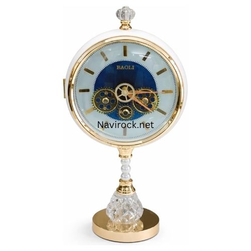 Premium Vintage Dual Side Design Table Clock | Gold & White Analog Desk Clock | Elegant Plastic Finish | Modern Home & Office Decor 16 Inches