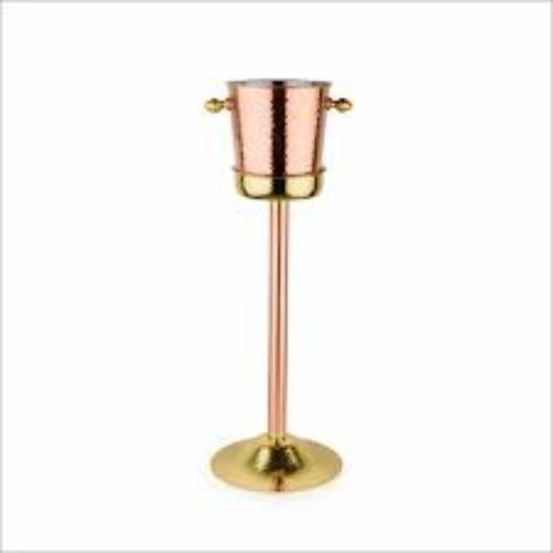 "Freestanding Tri-Tone Hammered Copper And Brass Ice Bucket Chiller With Tall Pedestal Floor Stand" - Capacity: 5000 Milliliter (Ml)