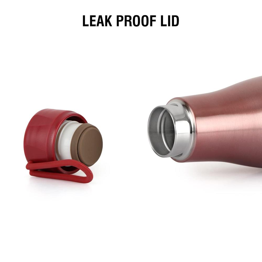 Cello Dazzle Insulated Stainless Steel Water Bottle 600 ml, Red | ISI Certified, Double Walled, 24 Hours Hot & Cold Vacuum Insulated Flask Water Bottle | Leak Proof Screw Cap Thermosteel Bottle