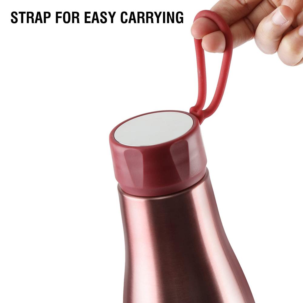 Cello Dazzle Insulated Stainless Steel Water Bottle 600 ml, Red | ISI Certified, Double Walled, 24 Hours Hot & Cold Vacuum Insulated Flask Water Bottle | Leak Proof Screw Cap Thermosteel Bottle