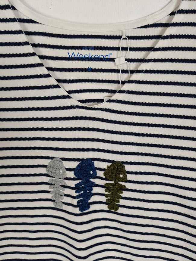 W13645 | Ladies V-Neck Striped Top