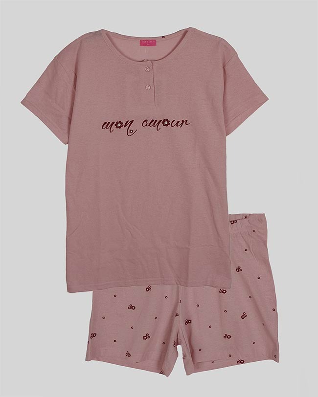 W13647 | Ladies Printed Shorty Pyjama Set