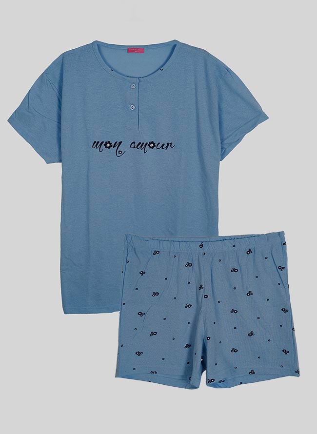 W13647 | Ladies Printed Shorty Pyjama Set