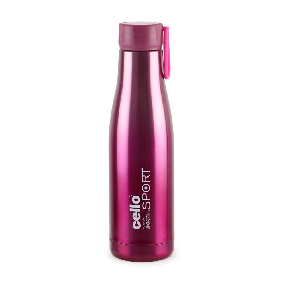 Cello Dazzle Insulated Stainless Steel Water Bottle 800 ml, Pink | ISI Certified, Double Walled, 24 Hours Hot & Cold Vacuum Insulated Flask Water Bottle | Leak Proof Screw Cap Thermosteel Bottle