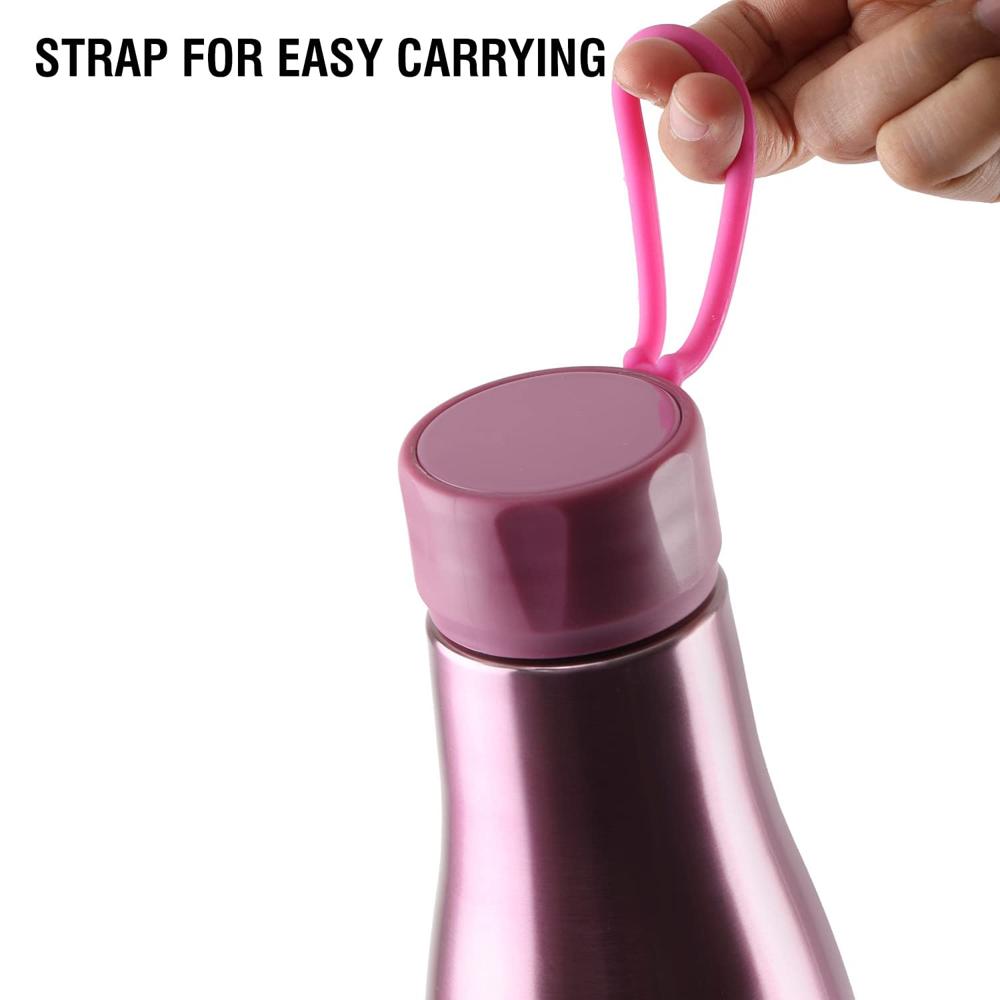 Cello Dazzle Insulated Stainless Steel Water Bottle 800 ml, Pink | ISI Certified, Double Walled, 24 Hours Hot & Cold Vacuum Insulated Flask Water Bottle | Leak Proof Screw Cap Thermosteel Bottle