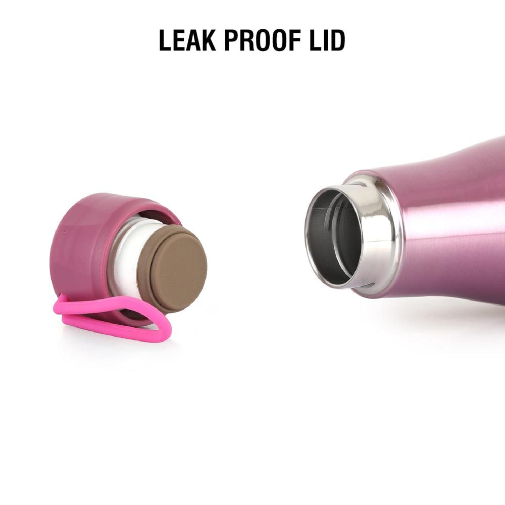 Cello Dazzle Insulated Stainless Steel Water Bottle 800 ml, Pink | ISI Certified, Double Walled, 24 Hours Hot & Cold Vacuum Insulated Flask Water Bottle | Leak Proof Screw Cap Thermosteel Bottle