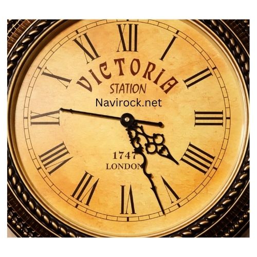 Vintage Double Sided Wall Clock Victoria Station Style Antique Railway Hanging Clock for Home, Office, Living Room Decor (Black & Gold Finish)