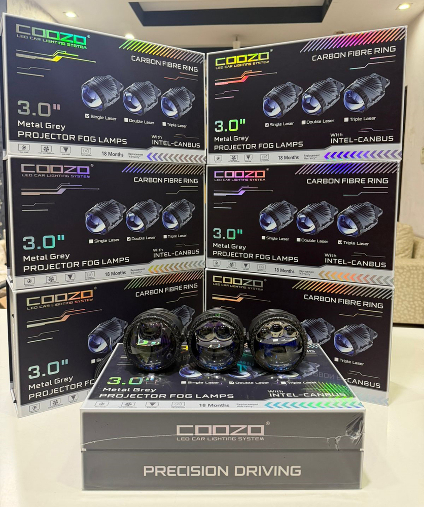 Coozo 3 Inch Metal Grey Projector Fog Lamps