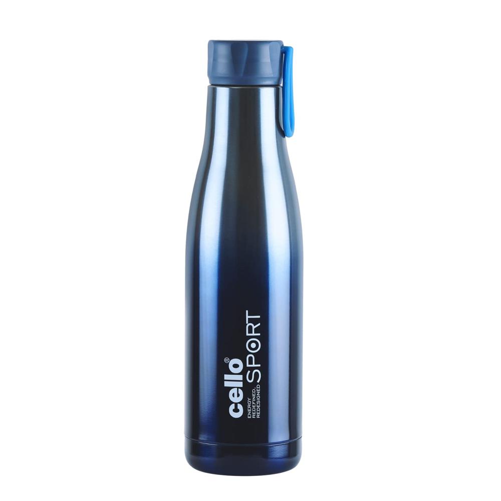Cello Dazzle Insulated Stainless Steel Water Bottle 1000 ml, Blue | ISI Certified, Double Walled, 24 Hours Hot & Cold Vacuum Insulated Flask Water Bottle | Leak Proof Screw Cap Thermosteel Bottle