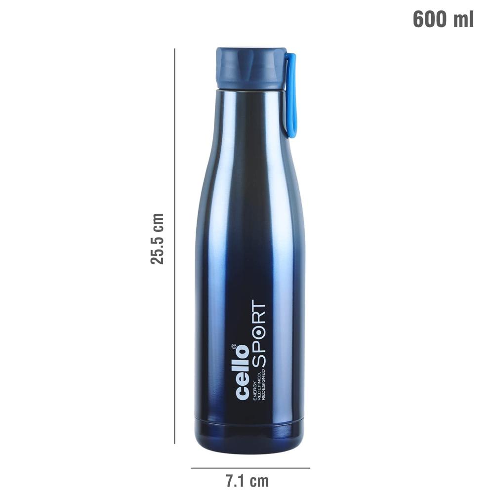 Cello Dazzle Insulated Stainless Steel Water Bottle 1000 ml, Blue | ISI Certified, Double Walled, 24 Hours Hot & Cold Vacuum Insulated Flask Water Bottle | Leak Proof Screw Cap Thermosteel Bottle