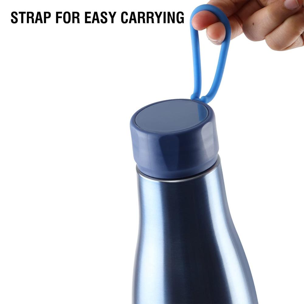 Cello Dazzle Insulated Stainless Steel Water Bottle 1000 ml, Blue | ISI Certified, Double Walled, 24 Hours Hot & Cold Vacuum Insulated Flask Water Bottle | Leak Proof Screw Cap Thermosteel Bottle