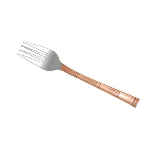Two-Tone Stainless Steel And Copper-Plated Cutlery Dinner Fork With Bamboo Design Handle. - Capacity: 20 Milliliter (Ml)