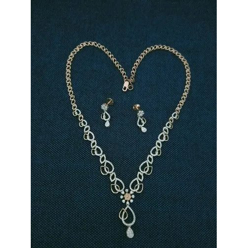 Quality Assured Real Diamond Necklace Set - Natural Diamond, Silver Color | Excellent Cut, Perfect For Party & Wedding Wear