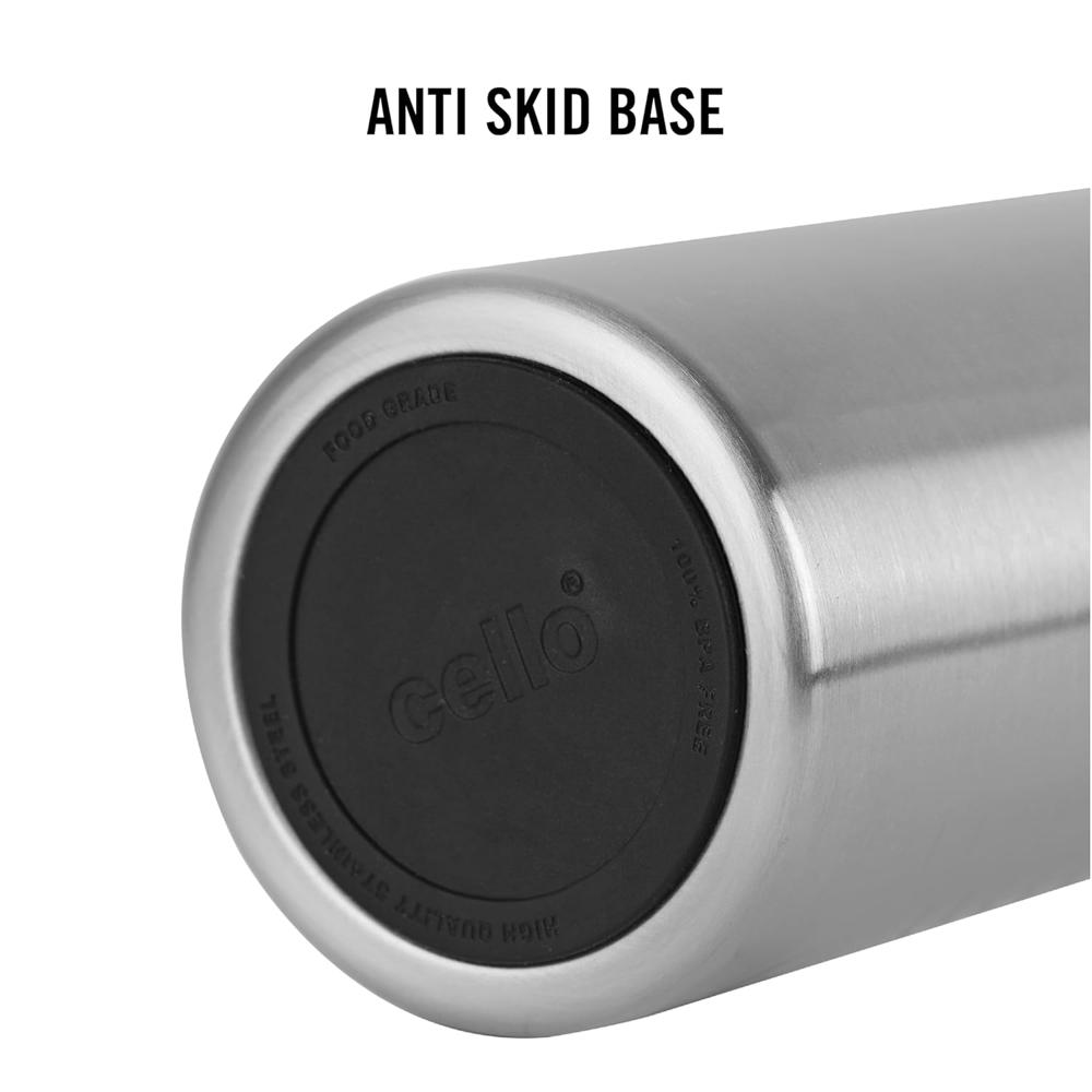 Cello Kent 550 Insulated Stainless Steel Flask 550 ml Silver | Double Wall, Vacuum Insulated, 24 Hrs Hot & Cold | Leakproof, Rust Proof Hot Water Flask for Office, Gym, Travel, Picnic & Daily Use