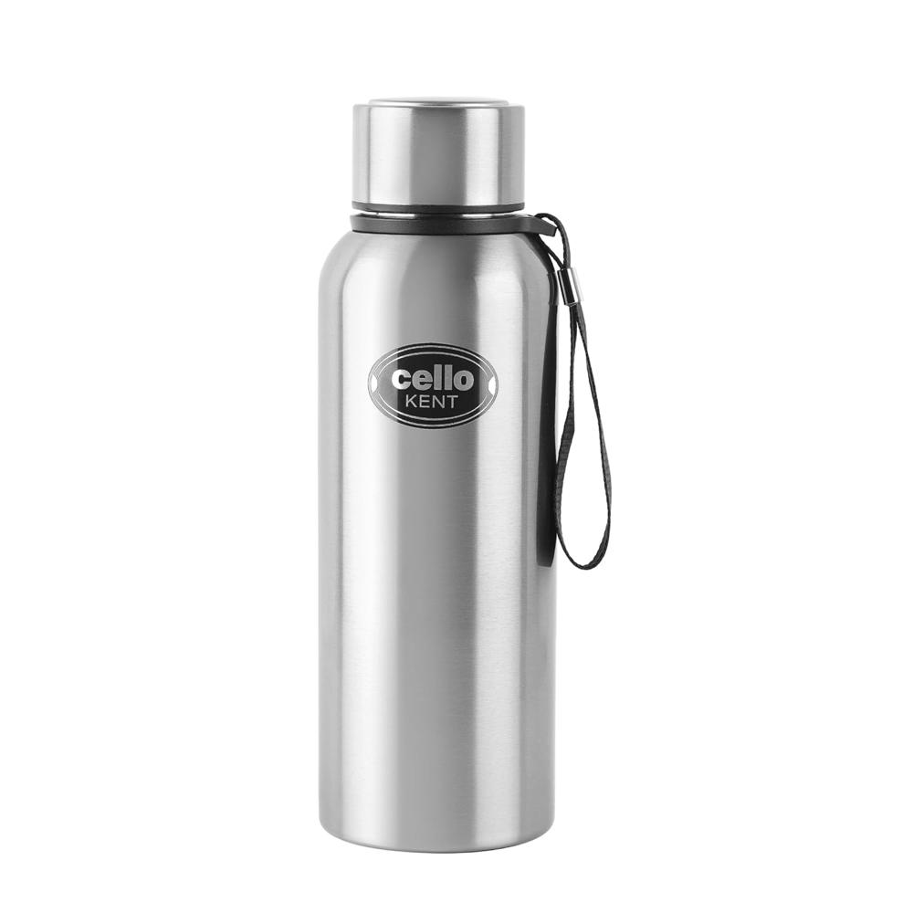 Cello Kent 750 Insulated Stainless Steel Flask 750 ml Silver | Double Wall, Vacuum Insulated, 24 Hrs Hot & Cold | Leakproof, Rust Proof Hot Water Flask for Office, Gym, Travel, Picnic & Daily Use