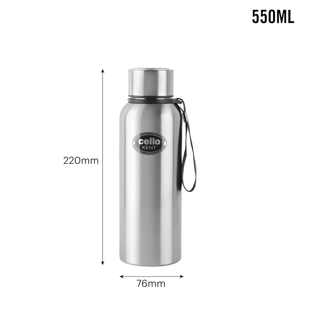 Cello Kent 750 Insulated Stainless Steel Flask 750 ml Silver | Double Wall, Vacuum Insulated, 24 Hrs Hot & Cold | Leakproof, Rust Proof Hot Water Flask for Office, Gym, Travel, Picnic & Daily Use