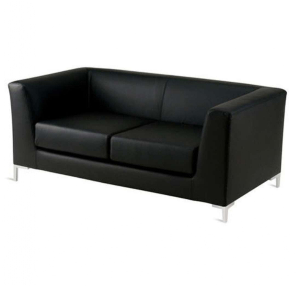 2 Seater Black Leatherette Office Sofa