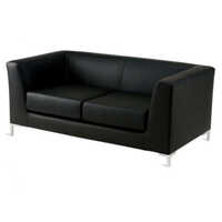 2 Seater Black Leatherette Office Sofa - Brand Name: Custom/unbranded