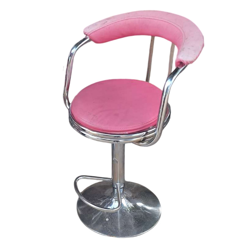 Pink Leatherette Bar Stool