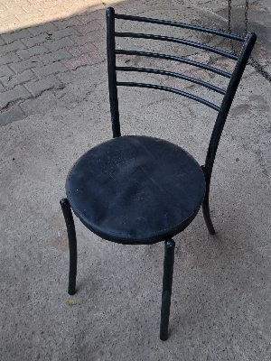 Black Metal Cafe Chair - Assembly: No Assembly Required