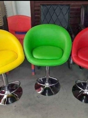 Grey Stainless Steel Re-volving Bar Chair