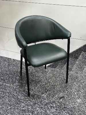 Brown Leather Dining Chair - Chair Size: Standard (Dimensions Not Specified)