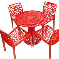 Red Plastic Outdoor Table And Chair Set - Brand Name: Customizable / As Required