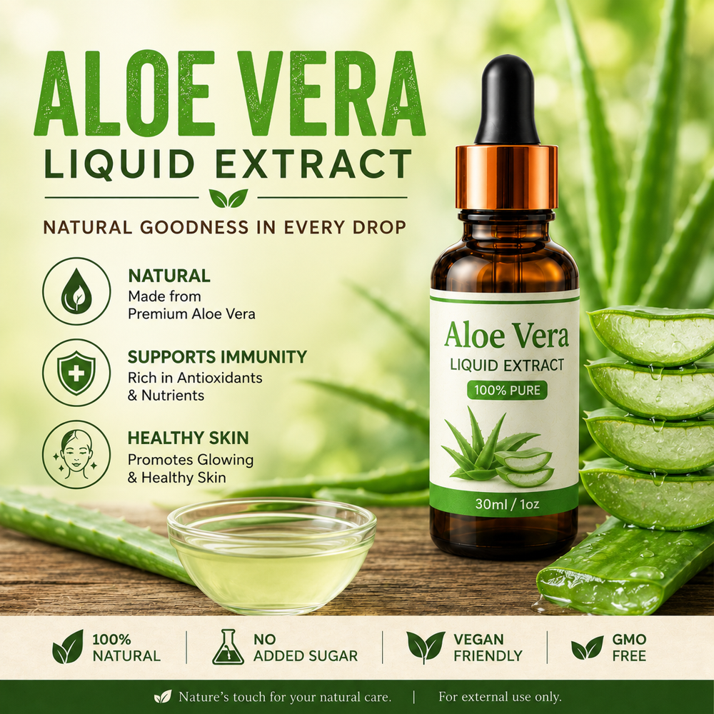 Aloe Vera Liquid Extract - 99% Pure Cold-Pressed Aloe Barbadensis Miller, Transparent Light Green, Non-Preservative, Soothing Hydrating Antioxidant Liquid