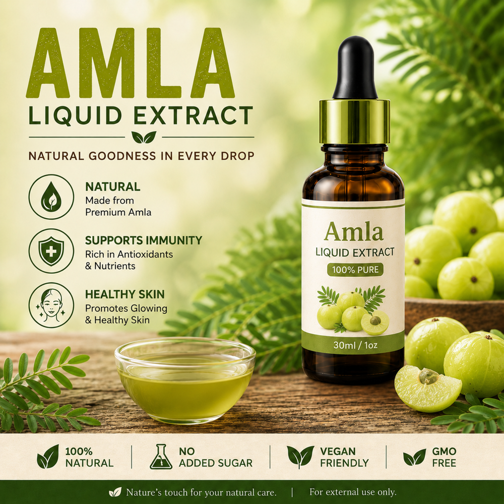Amla Liquid Extract - Hydroalcoholic Light Yellow 500 ml | Pure Phyllanthus Emblica Water Soluble Gluten Free