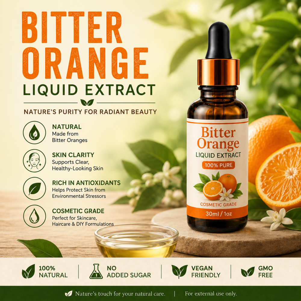 Bitter Orange Liquid Extract - Citrus Aurantium, Golden Amber, 10%-40% Standardized, Non-GMO, Antioxidant-Rich, Vegan